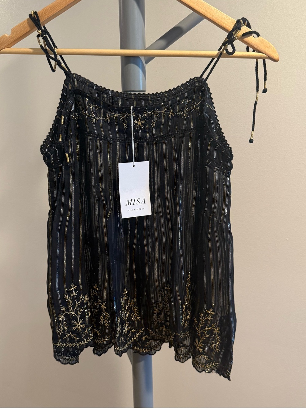 MISA - Black and Gold Sheer Tank Top